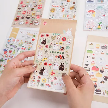 

4PC Korean Creative Stationery Cartoon Bronzing Waterproof Decorative Hand Account Stickers DIY Album Children Stickers