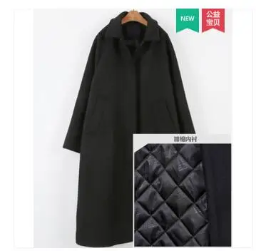 black 2 Thicken Высококачественная верхняя одежда Осень Зима Новая Хепберн шерстяная Женская свободная куртка шерстяная куртка однобортная Черная куртка CH761 - Цвет: black 2 Thicken