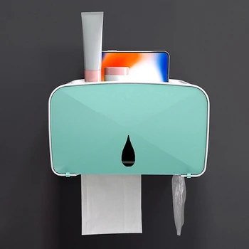 

Waterproof Toilet Paper Holder Multi-function Storage Box Wall Mounted Tissue Box Plastic Portable Toilet Paper Holder