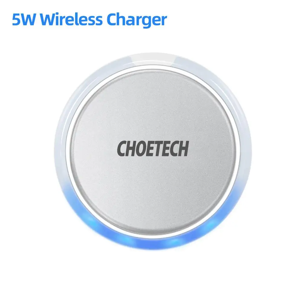 CHOETECH 5 Вт/10 Вт Qi Беспроводное зарядное устройство для iPhone Xs MAX XR 8 plus Быстрая зарядка для samsung S9 S8 Plus Note 9 Беспроводная зарядная панель - Цвет: 5W Silver
