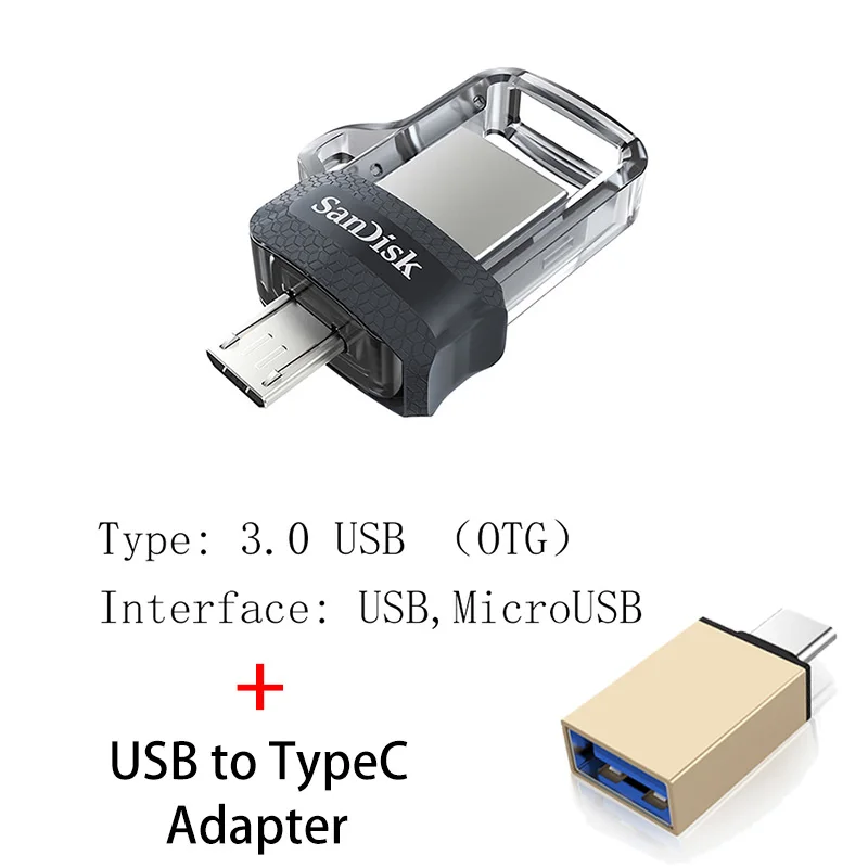 Sandisk Флешка 128 Гб 64 ГБ 32 ГБ 256 Гб OTG USB флеш-накопитель 32 64 128 16 ГБ флеш-накопитель 3,0 USB флешка диск на ключе память для телефона - Цвет: SDDD3 B