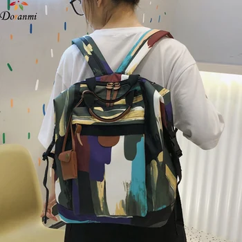 

DORANMI Colored Schoolbag Women's Backpack 2020 Large Capacity Shoulder Bag Female Mochila Square Rucksacks Big Backpacks BG684