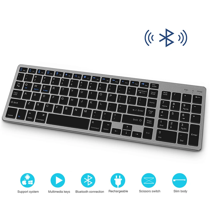 

Slim Mobile Phone Tablet Keyboard Wireless 104 keys English Keypads for Lenovo/Aser/HP/Mac Laptop Bluetooth Keyboard Portable