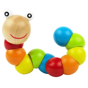 

Wooden Puzzle Colorful Caterpillars Worms Kids Children Early Educational Toys Puzzle Shape Early Educational Security Games