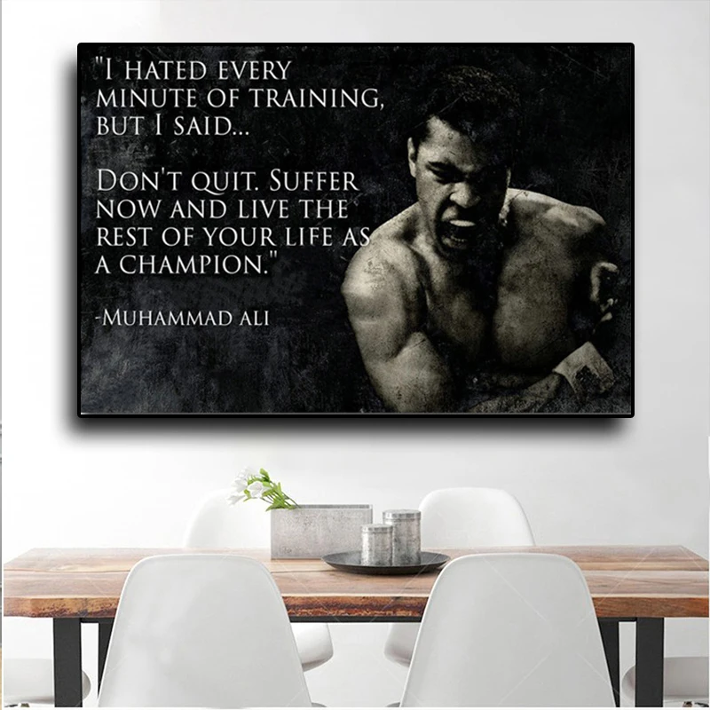 Poster Muhammad Ali Motivational Quote Wall Art Canvas Painting Nordic Inspirational Sport Picture For Living Room Decoration