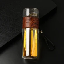 Новая стеклянная бутылка для воды с двойными стенками, бутылка для чая и воды, чашка с чашкой для заварки чая, для дома и офиса
