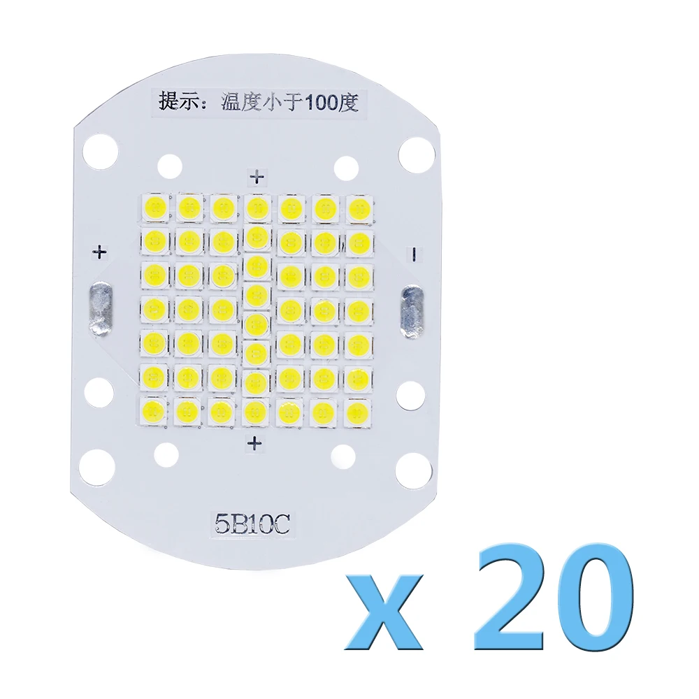 20pcs a lot 50W High Power LED Epistar 3030 SMD diodes Chip Flood light Source 30-34V White 6500K Floodlight Spotlight Bulbs