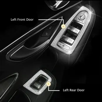 

100% Brand New Diamond Car Window Glasses Lifter Button Switch Cover For Mercedes Benz C Class