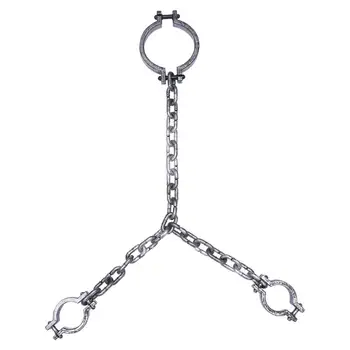 

1 Set Plastic Imitation Simulation Handcuff and Shackle Halloween Chain Prop Prisoner Prop Cosplay Prop for Ball Bar Party