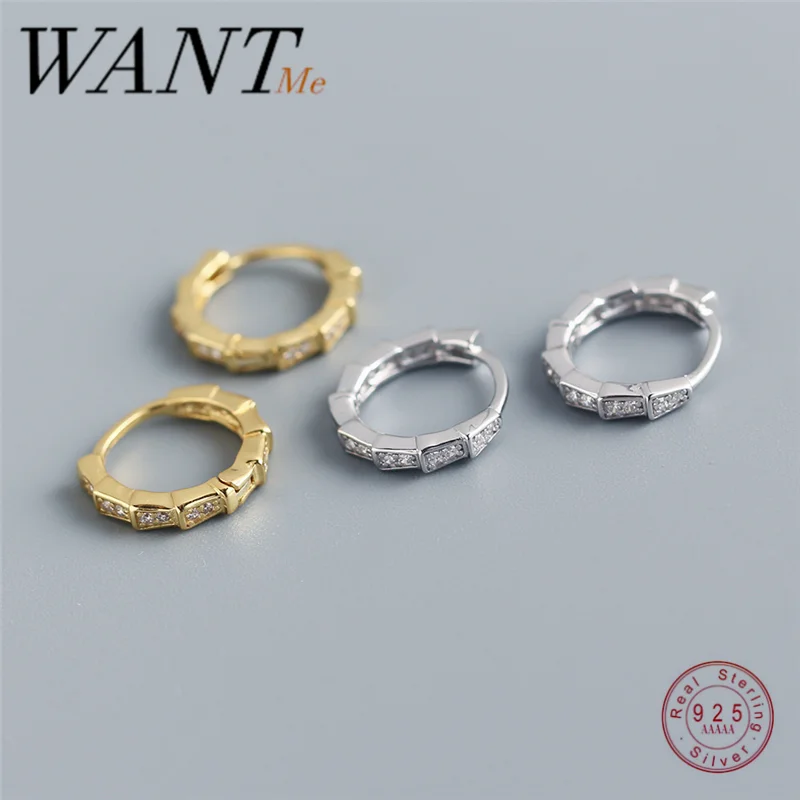 WANTME Настоящее серебро 925 пробы круглые серьги в виде змеиной чешуи с пряжкой для женщин панк рок мужские