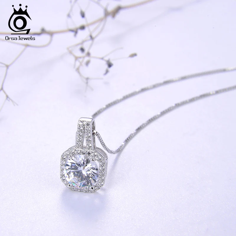 ORSA JEWELS кулон из чистого серебра 925 пробы ожерелье позолоченное AAAA кубический