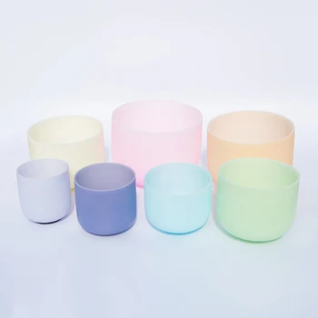 

7 Color set of 7 PCS 6"-12" Note CDEFGAB Frosted Quartz Crystal Singing Bowl