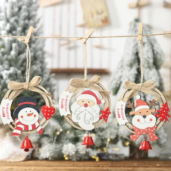 

New 1pc New Wooden Christmas Tree Ornaments Santa Claus Elk Snowman Hanging Xmas Decor Gift Wooden Hanging