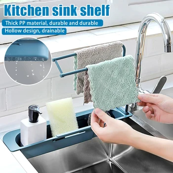 

Telescopic Sink Rack Holder Expandable Storage Drain Basket for Home Kitchen _WK