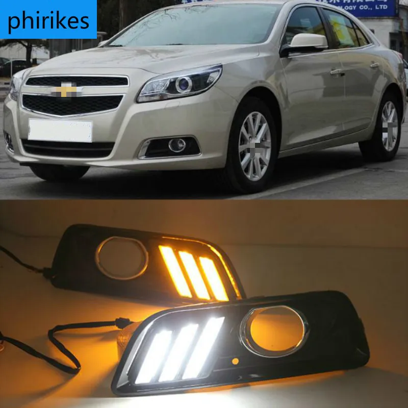 

Противотуманные фары для Chevrolet chevy Malibu 2011, 2012, 2013, 2014, 2015, с желтым сигналом, светодиодсветодиодный дневные ходовые огни, 2 шт.
