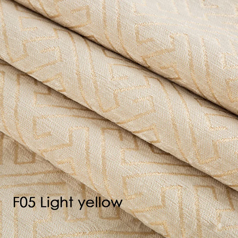 F05 Light yellow Шенилловая ткань, геометрические шторы, Затемненные для гостиной, европейской кухни, спальни, готовые шторы - Color: F05 Light yellow