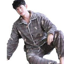 Мужские пижамы, толстые теплые зимние пижамы, мужские флисовые длинные брюки с длинными рукавами, пижамные комплекты из двух предметов, теплая одежда для сна, Мужская Ночная рубашка