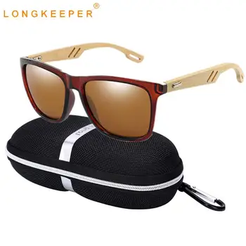 

Classic Bamboo Sunglasses With Case Men Women Brand Design Retro Square Wood Sun Glasses Mirror Eyewear UV400 Oculos Gift Set