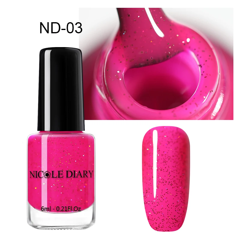 Glitter 03 NICOLE DIARY голографический лак для ногтей тепловой блеск Хамелеон Температура Изменение цвета маникюрный лак градиентный лак для ногтей - Цвет: Glitter 03