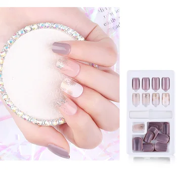

30pcs False Nail Artificial Tips with Glue for design short Fake Nails False Nail capsule art accessaries Press on Nails