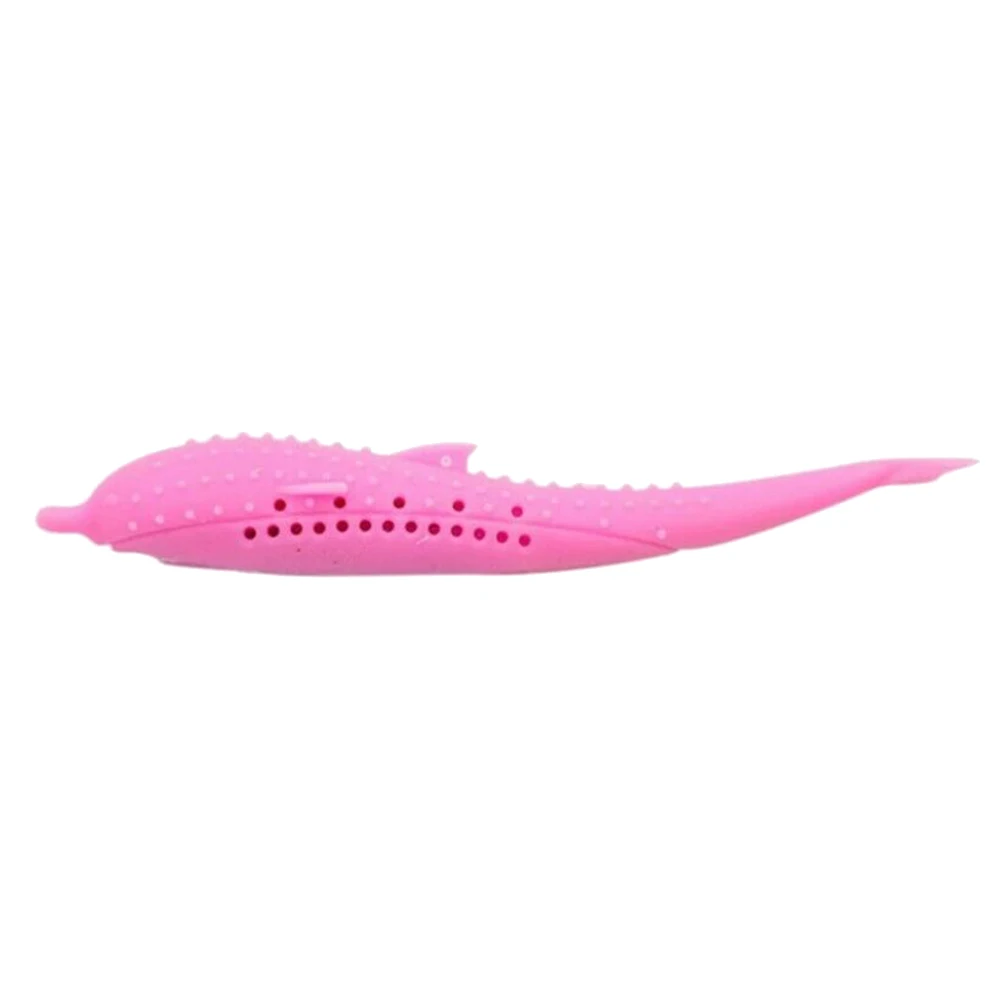 Привлекательный мягкий силиконовый форма рыбы кошка зубная щетка Прорезыватель игрушка с Catnip игрушки для домашних животных UEJ - Цвет: Pink