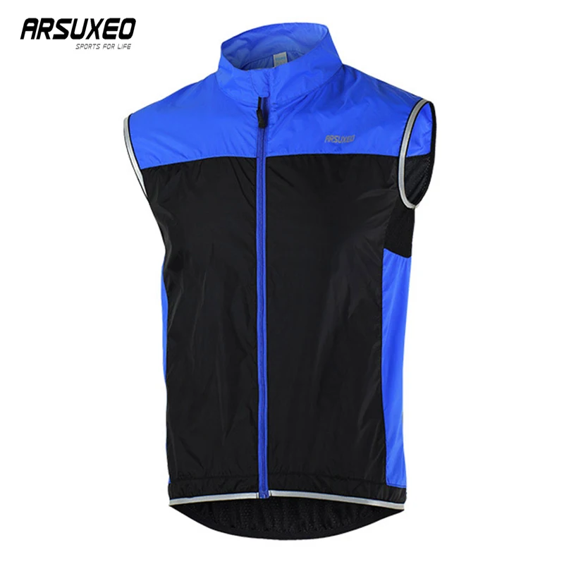 Cycling Vest ARSUXEO Cycling Vest Man Bike Clothes Quick Dry Reflective With Pocket MTB Breathable Running