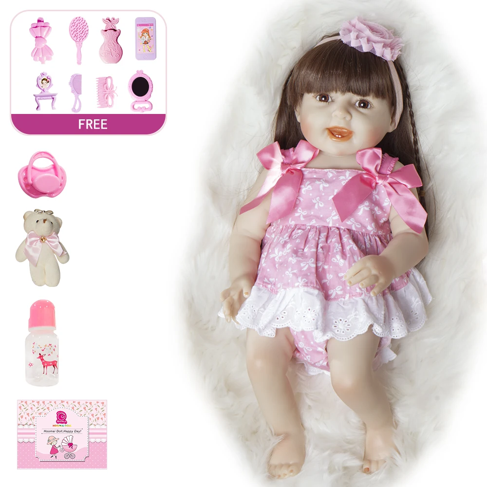 1" 48 см полная кукла для волос кукла Bebe Reborn гладкая виниловая кукла для тела Reborn мягкая силиконовая кукла Reborn Детские куклы игрушки