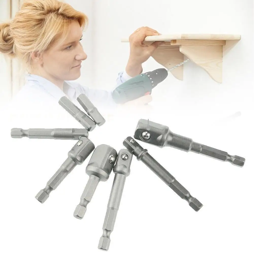 

Pneumatic Socket Adapter For Impact Driver w/ Hex Socket Drill Extension 1/4" 3/8" Set Shank Square to Bar 1/2" Bits L2Q3