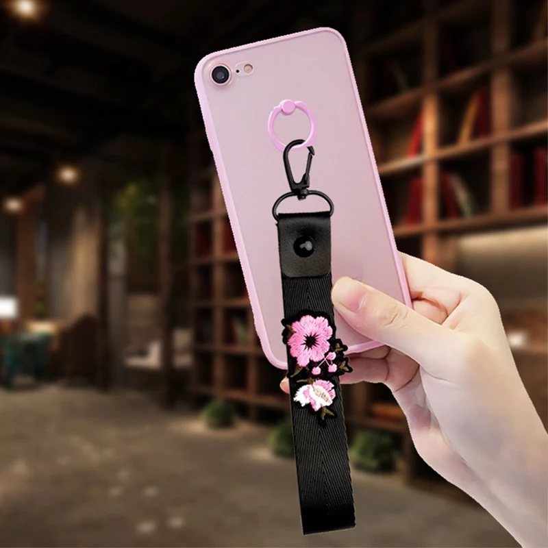 Цветок розы в стиле ретро оплетка с анти-осенний ремень для телефона для IPhone6s 7 8p Xr Xs Max