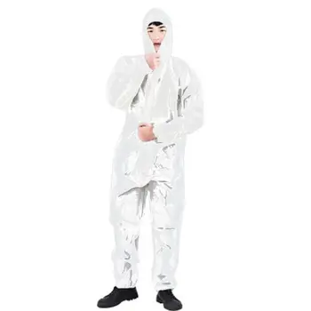 

Disposable White Coveralls Painters Protective Overall Boiler Suit Hood Lab Coat Workshop Safety Suit /BY