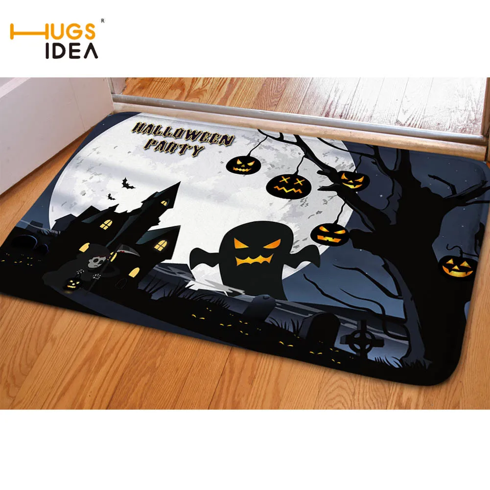 HUGSIDEA тыквенные фольги ковры для гостиной Хэллоуин вечерние фланелевый с принтом домашний пол входной коврик Ведьма призрак коврик для ванной комнаты - Цвет: CC5509CN