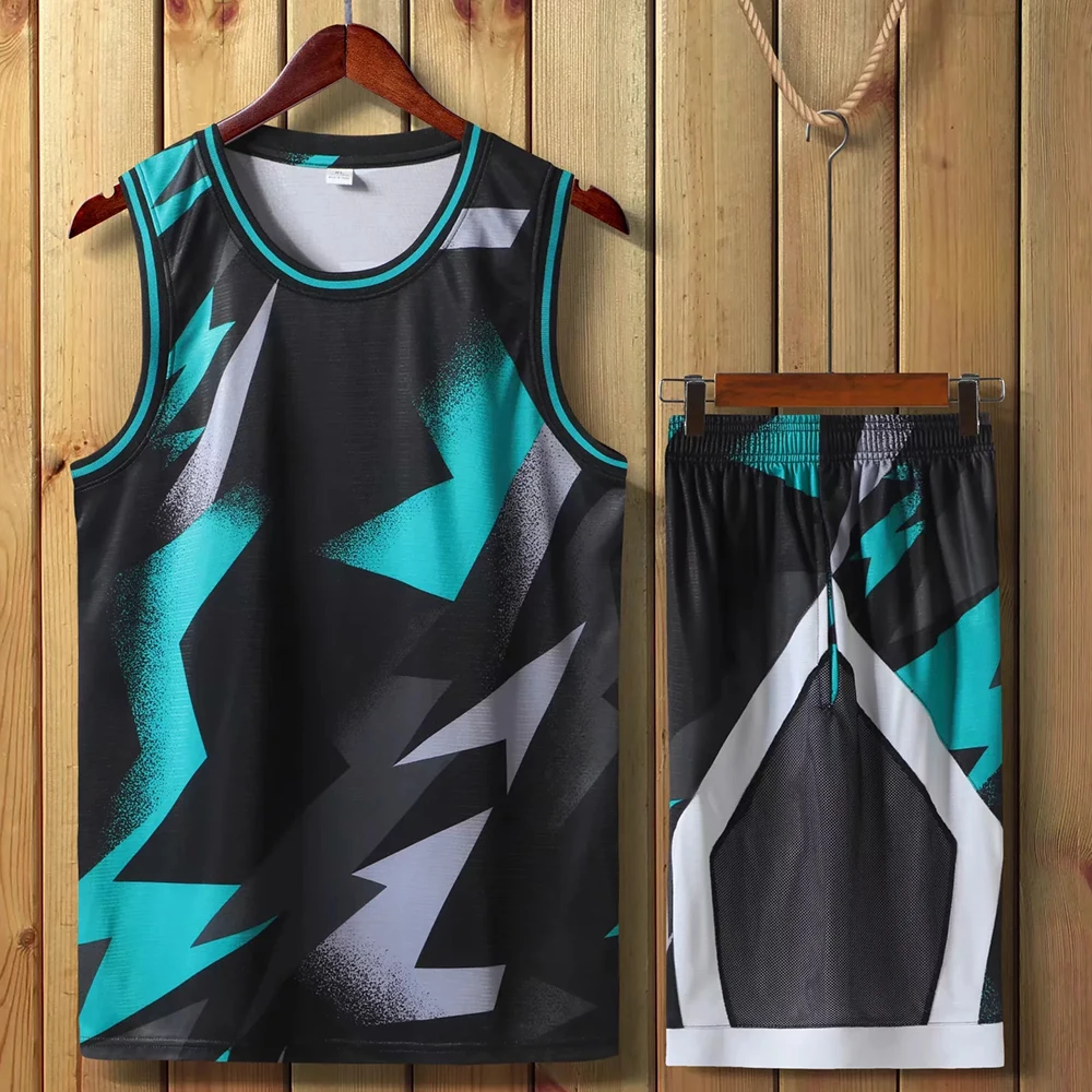 New Camouflage Men Basketball Set Uniforms kits Sports clothes Mens basketball jerseys college tracksuits DIY Customized basketball jerseys