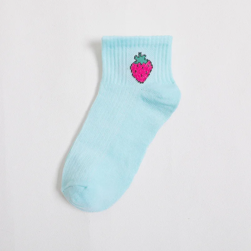 Женские корейские носки с фруктами короткие женские лодочные носки Harajuku хлопковые носки розовый Прямая поставка Kawaii милый узор мягкий Sox - Цвет: Sky Blue
