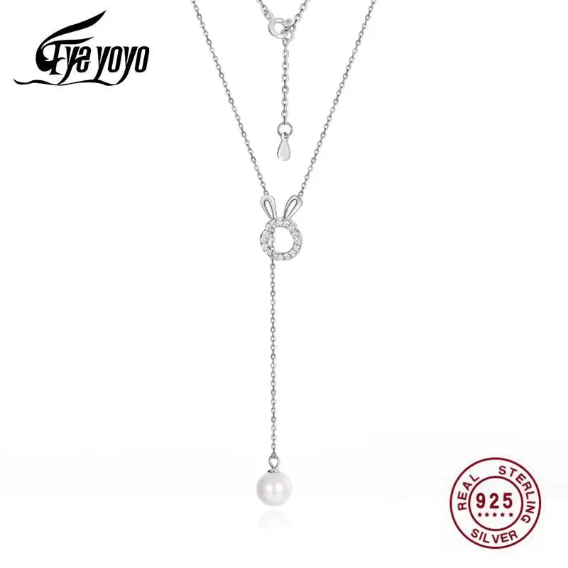EyeYoYo 100% Стерлинговое Серебро 925 пробы цепочка с кроликом ожерелье для женщин