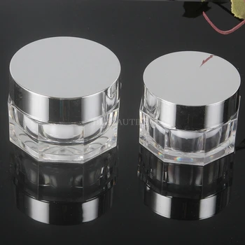 

50pcs/lot 15g 30g Empty Acrylic Box Cosmetics Cream Packing Jar High Grade Sample Bottle Nail Beauty Glitter Package Containers