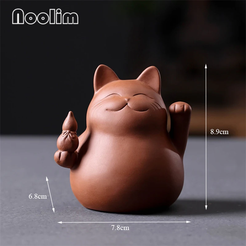 Фиолетовая глина Lucky Cat чай домашнее животное ручной работы милая фигурка животного чайная церемония аксессуары креативный чайный стол украшение орнамент