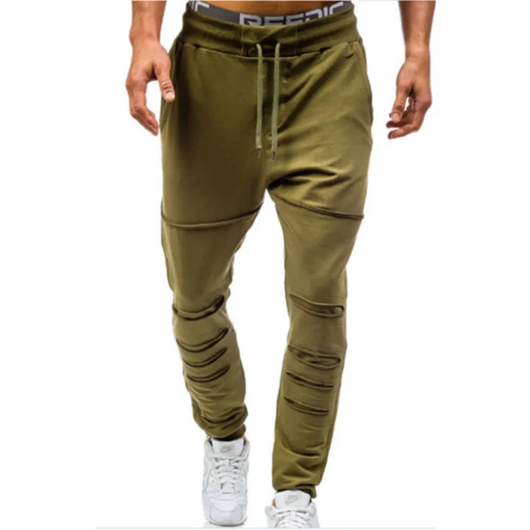 

Western Style Trend Hip Hop Joint Cool with Holes Pants Men Sports Casual Trousers Muscle Fitness Brothers New