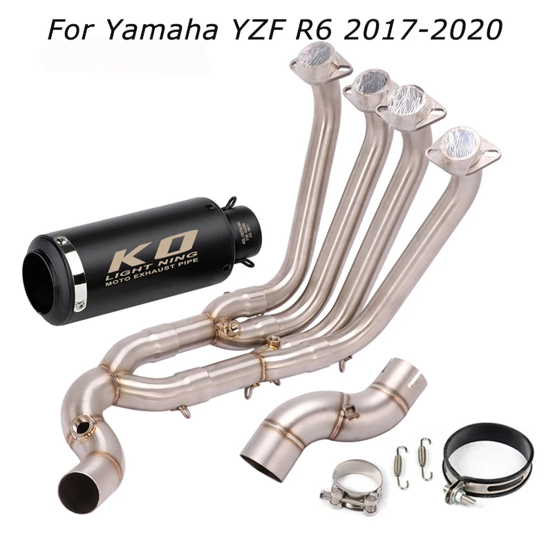 

For Yamaha YZF R6 2017-2020 Motorcycle Full Exhaust System Muffler Tips Mid Front Header Link Pipe Slip On Stainless Steel