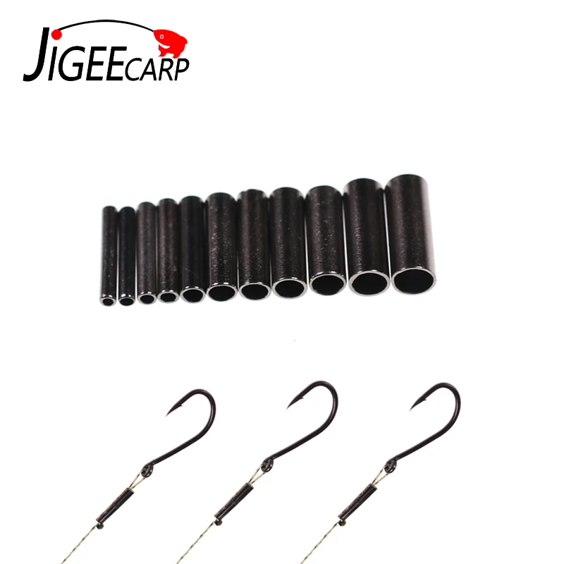 100pcs Round Copper Fishing line Crimp Sleeve Black Nickle Copper Tube 1.0-3.0mm Line Tube Carp & Sea Fishing Accessories