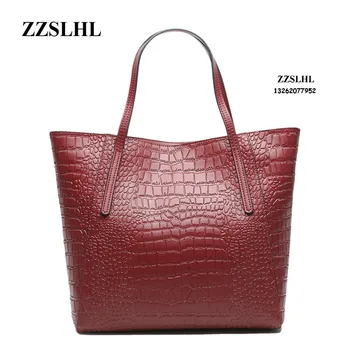 

ZZSLHL Women Luxury Handbags High Quality Split Leather Handbags Women's Vintage Shoulder Bags Casual Tote Bags A1082