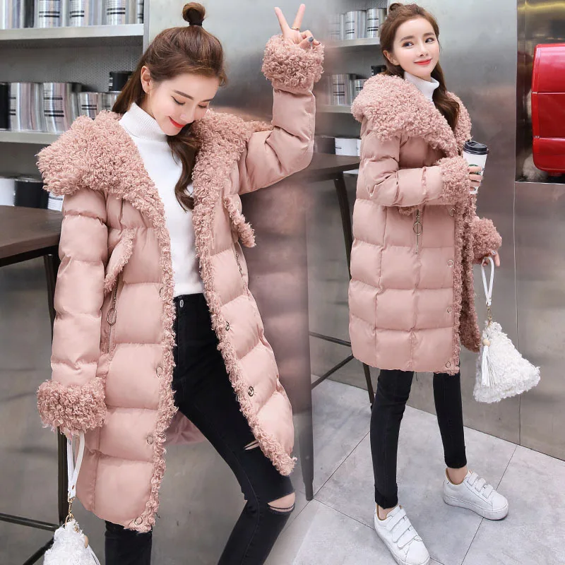 

Cotton-padded Clothes Middle-aged Women's Mid-length Hooded Solid Color 2019 New Style Winter Fashion Coat Western Style Nobilit