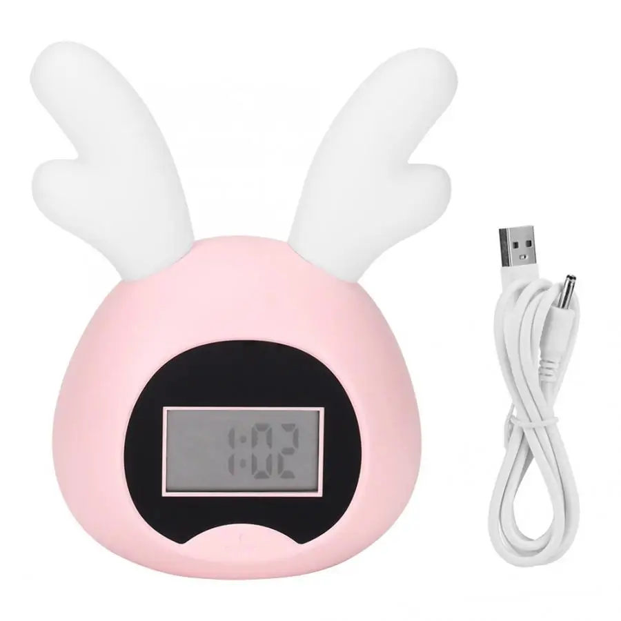 Настольный USB многофункциональный мультяшный олень светодиодный экран Будильник Настольный светильник электронные часы