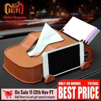

Multi-function Car Tissue Box with Mobile Phone Bracket Card Slots Holder Auto Interior Stowing Tidying Car Accessories