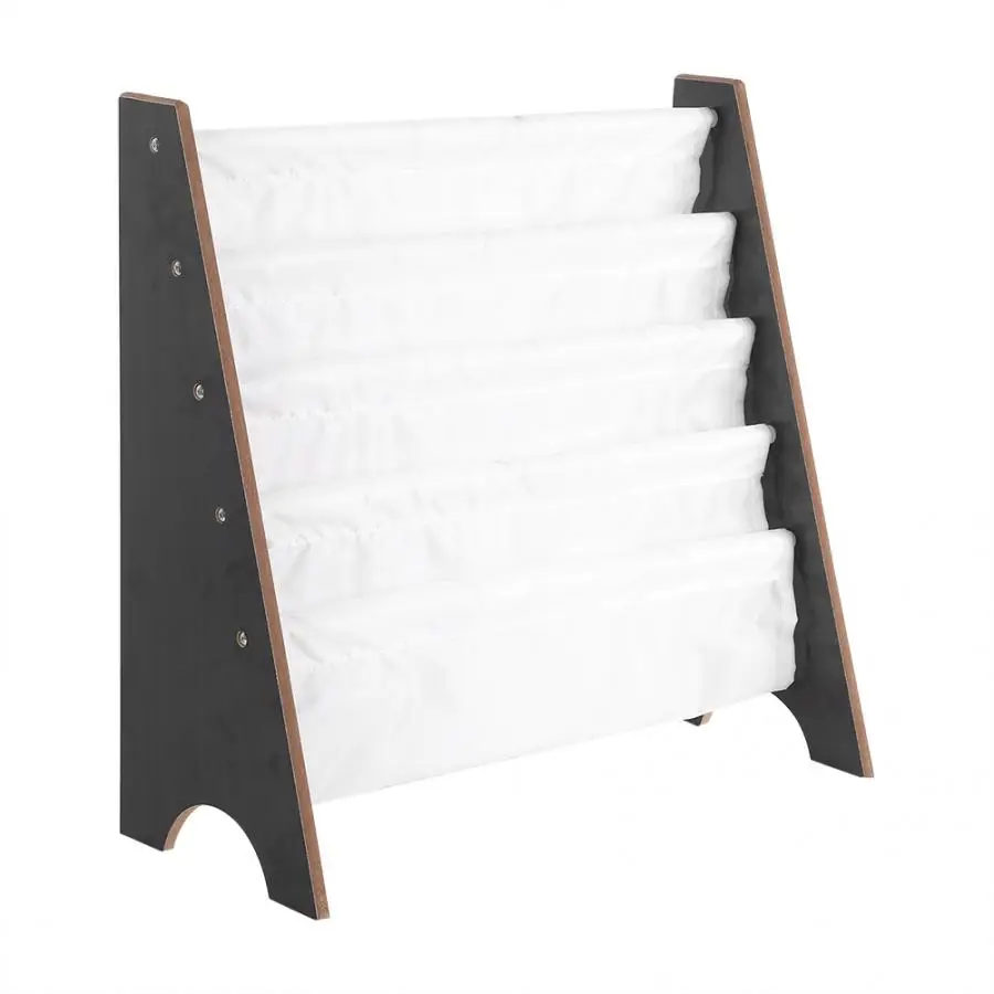 

Children Furniture Wooden+Polyester Bookcase Book Storage Display Rack Bookshelf With 4 Pockets Children Bookshelf