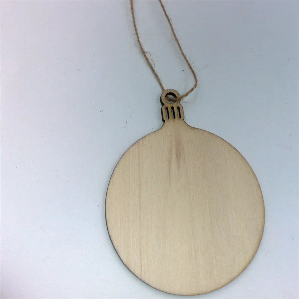 10pcs Wooden Tags Christmas Balls Decor Art Crafts Ornaments DIY Scrapbooking Hang Christmas tree Decorations for Home 