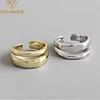 XIYANIKE 925 Sterling Silver Trendy Elegant Twist Two Circle Rings for Women Couple Simple Geometric Handmade Jewelry Adjustable ► Photo 1/5