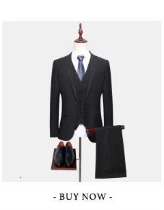 Роскошные мужские полосатые костюмы-тройки один/две кнопки блейзеры рабочие Свадебные M-4XL обтягивающая одежда мужской черный серый темно синий A125