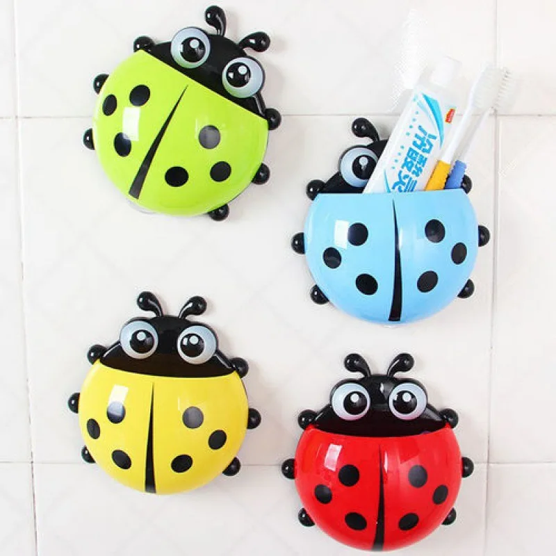 Ladybug Animal Insect Toothbrush Holder 1pcs Bathroom Cartoon Toothbrush Toothpaste Wall Suction Holder Rack Container Organizer For toothbrush holder bathroom storage rack