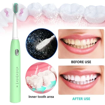 

Powerful Ultrasonic Sonic Electric Toothbrush USB Charge Rechargeable Tooth Brushes Washable Electronic Whitening Teeth Brush