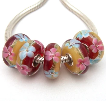 

JGWGT 1232 5X 100% Authenticity S925 Sterling Silver Beads Murano Glass beads Fit European Charms Bracelet diy jewelry Lampwork